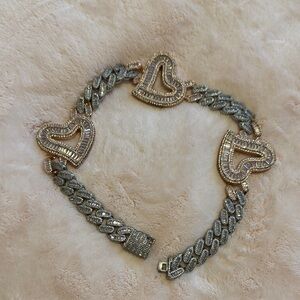 Elegant Silver and Gold Heart Bracelet